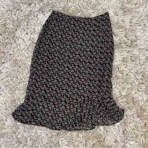 Harold's Black Midi Skirt with Red and Blue Floral Print | Vintage